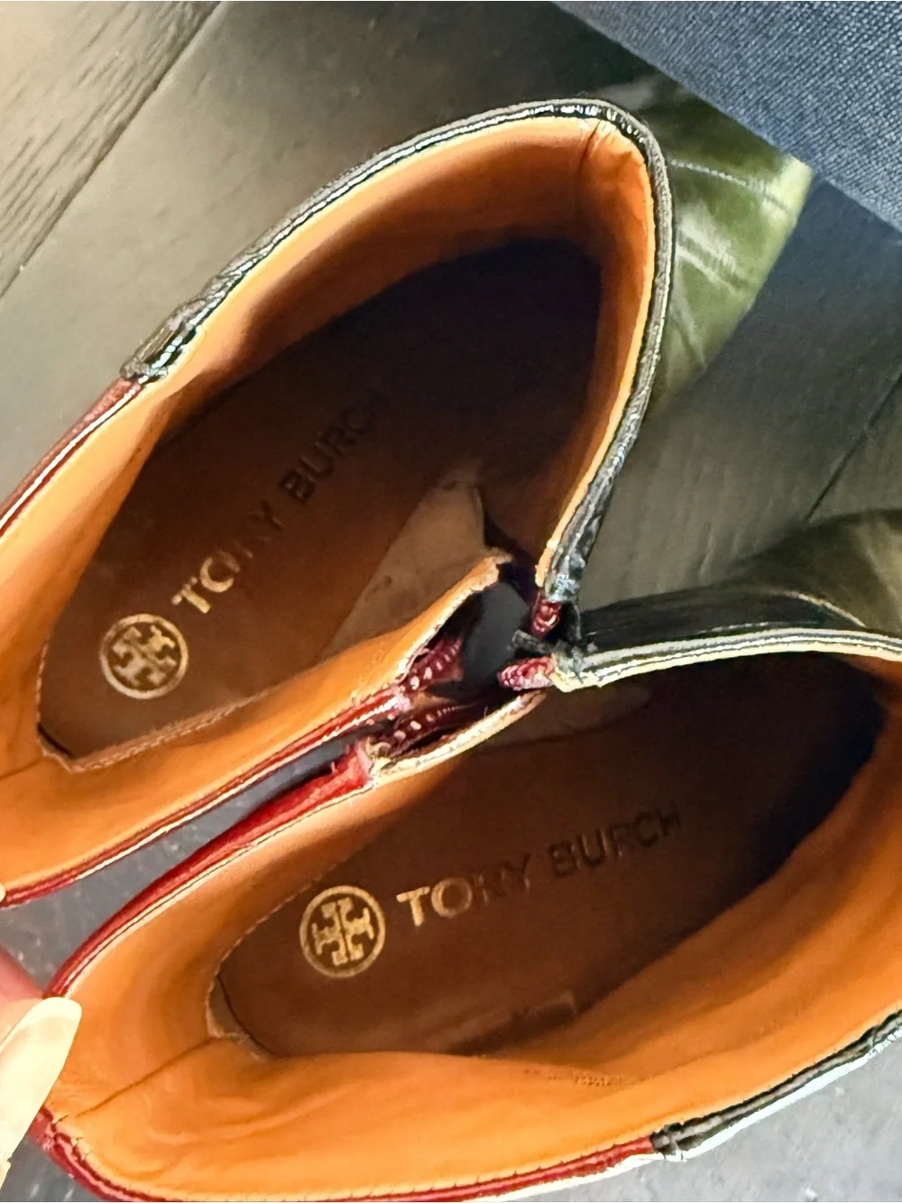 Tory Burch Lila Eel Zip-Up Ankle Boots — Size 7M